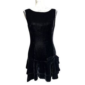 Vtg Sandine Originals Little Black Velvet Dress Designer Women Ladies Size 11